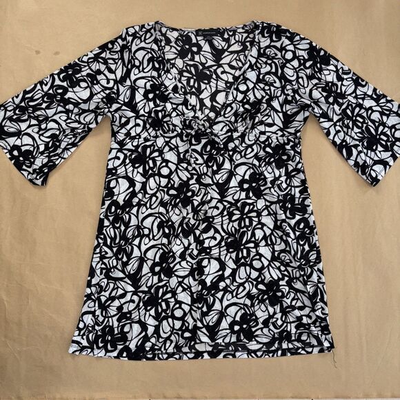 INC International Concepts Black And White Tunic Top Size XL - Picture 1 of 8